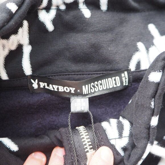 Playboy x Misguided Full Zip Oversized Sweatshirt Sweater BR415035 Women's 4 - Picture 3 of 9